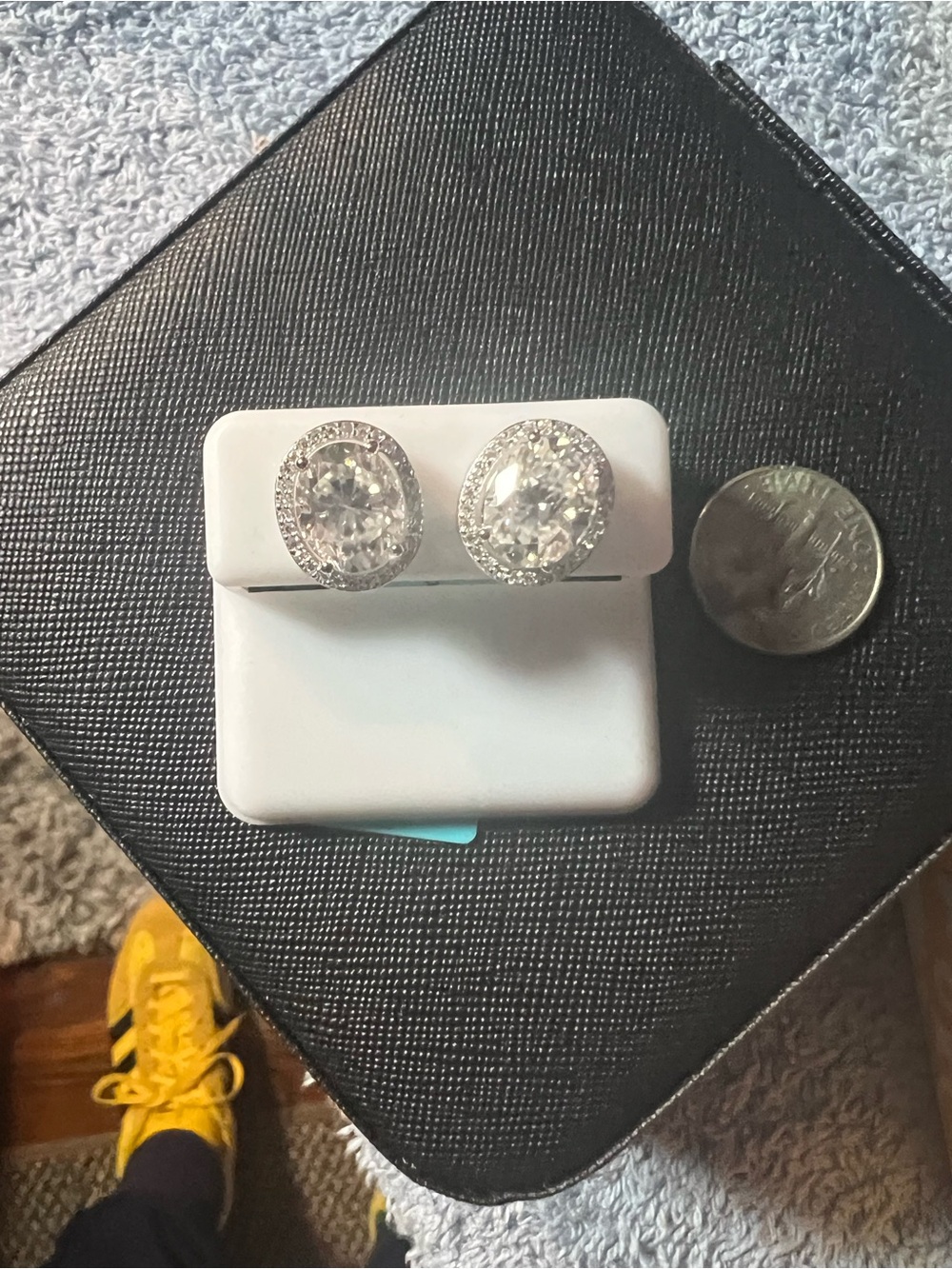 Sterling Moissanite oval earrings with halo